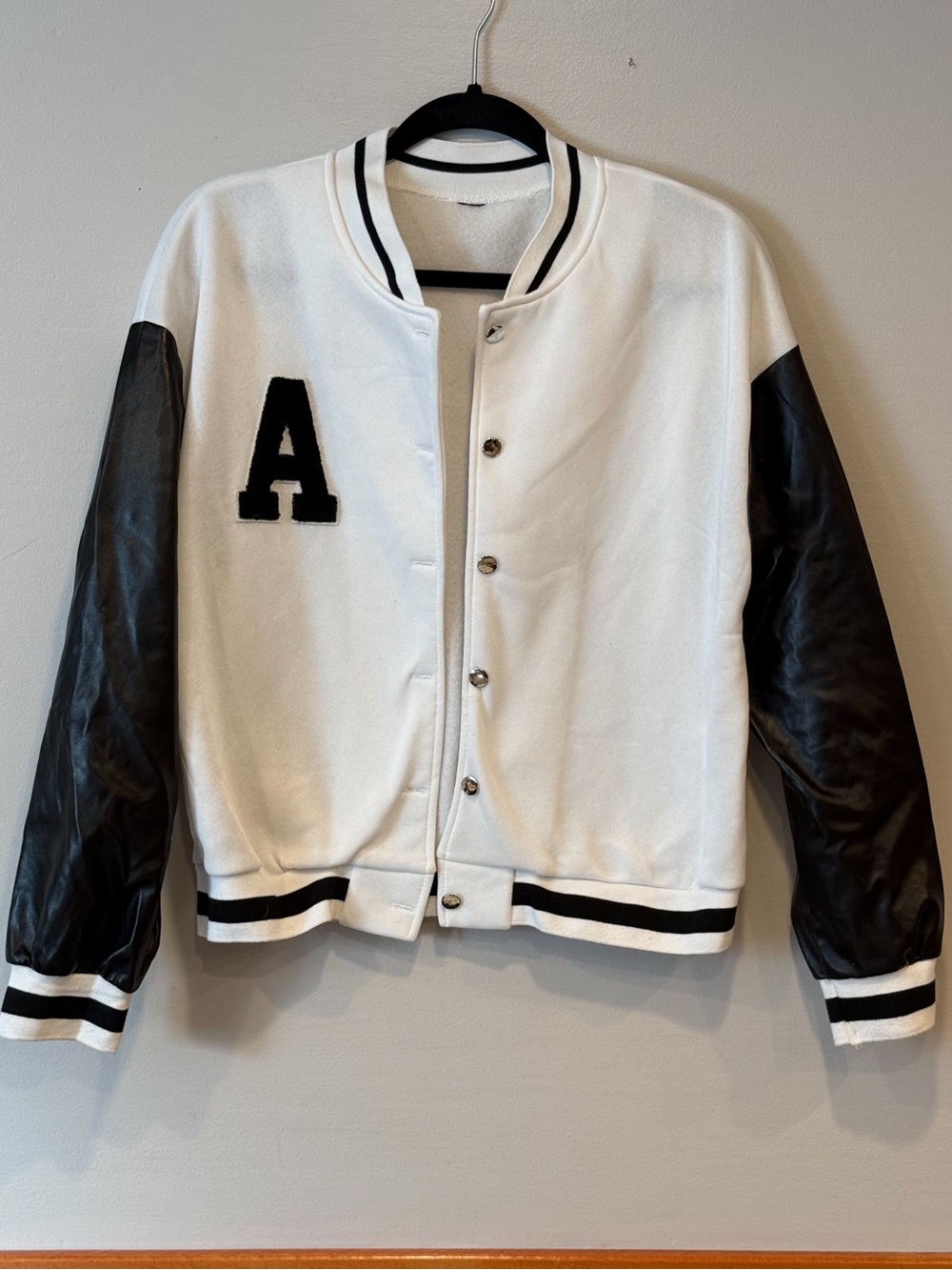 SHEIN Women's Black & White Varsity Letterman Jacket Size Large